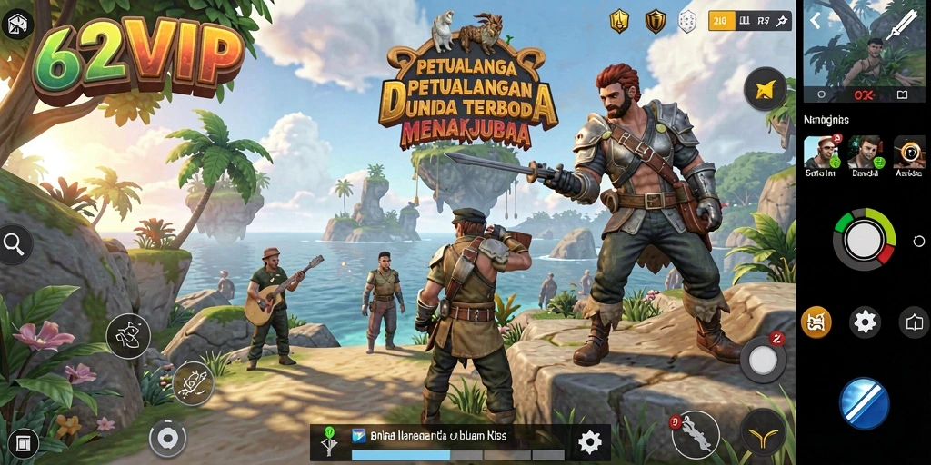 Screenshot menunjukkan eksplorasi mendalam di dunia terbuka 62VIP.