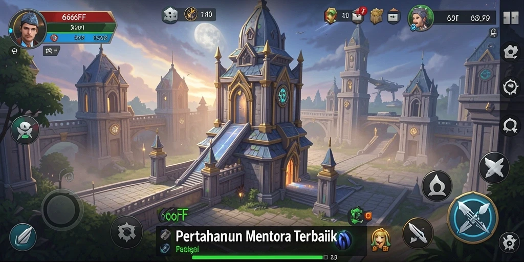 Gameplay seru Tower Defense di 666FF dengan menara strategis.