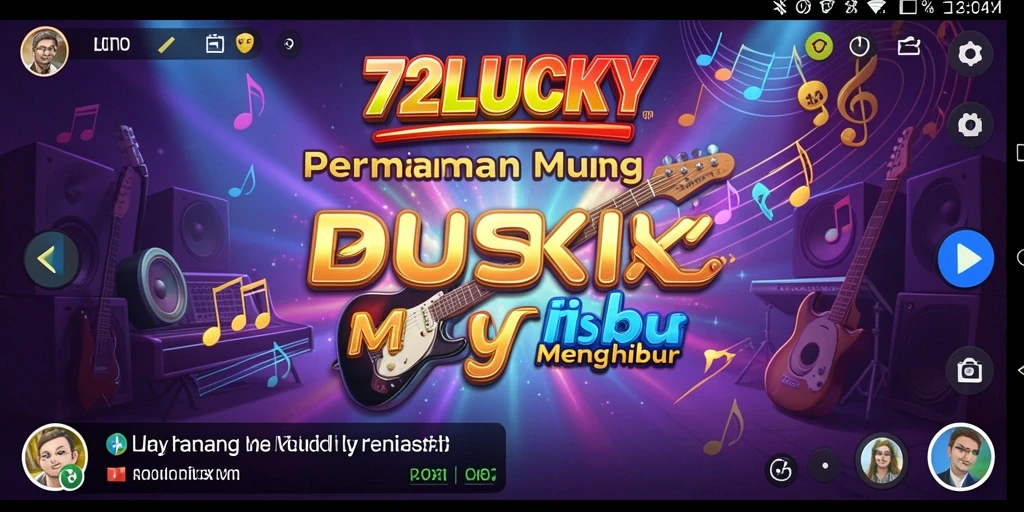 Tampilan gameplay seru dari 72LUCKY yang menampilkan pengalaman musik.
