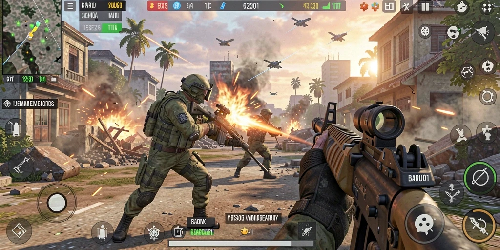 Gambaran gameplay seru di BARU01 dengan aksi FPS yang intens.