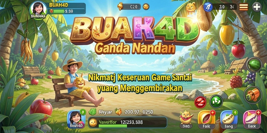 Tampilan gameplay BUAH4D dengan buah warna-warni yang menggembirakan.