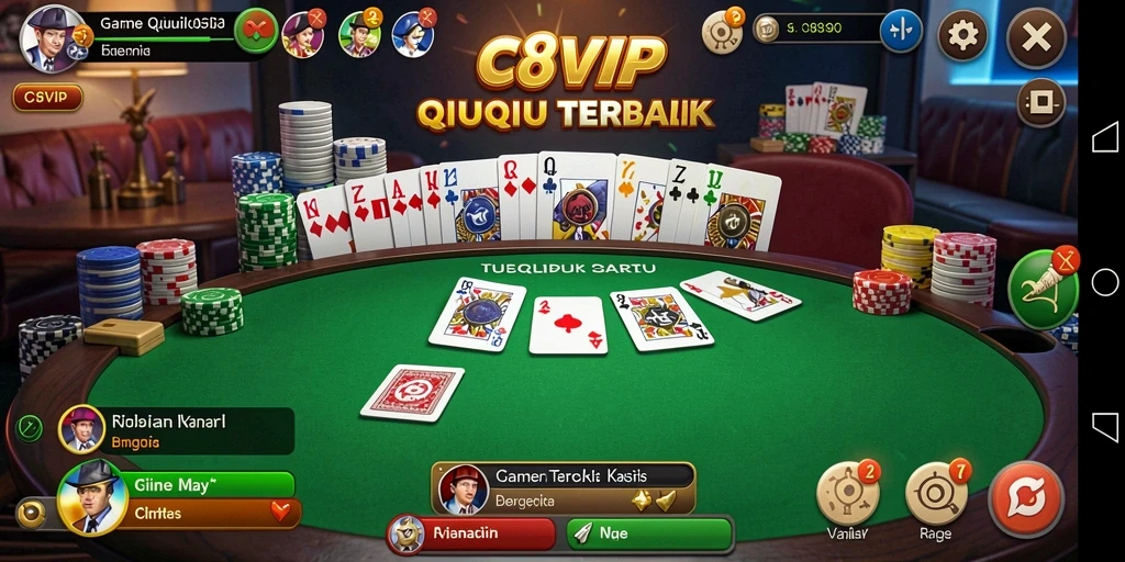 Tampilan gameplay seru dari C8VIP dengan kartu QiuQiu.