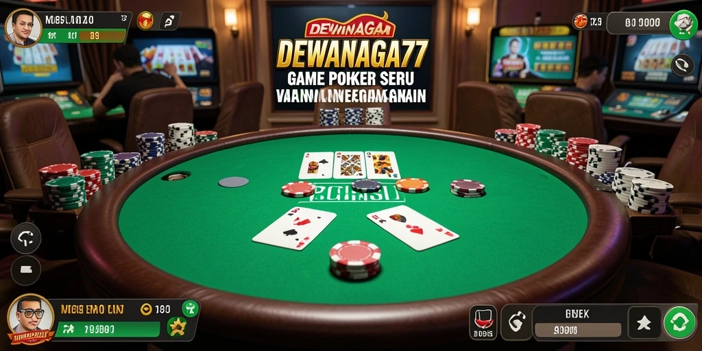 Tampilan gameplay poker yang menarik dan interaktif.