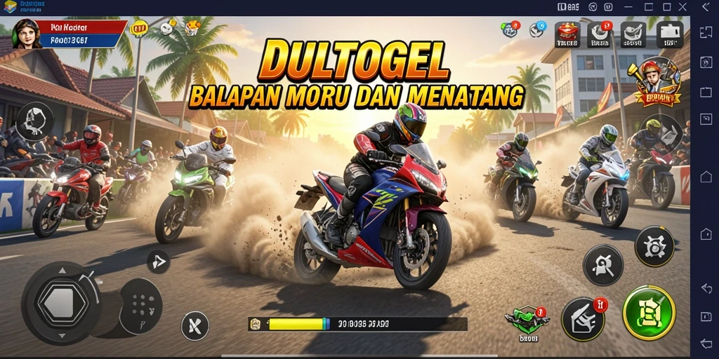 Gameplay mendebarkan balapan motor di berbagai lintasan.
