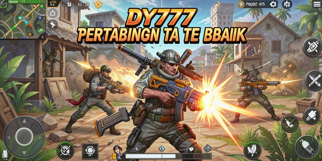 Screenshot DY777 menampilkan aksi seru Battle Royale yang mendebarkan.