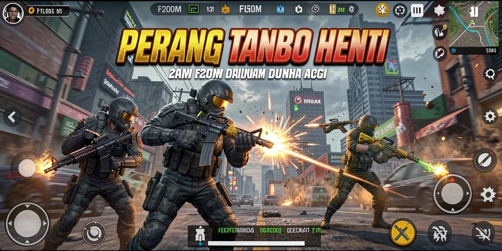 Tampilan gameplay F200M yang penuh aksi seru dan menegangkan.