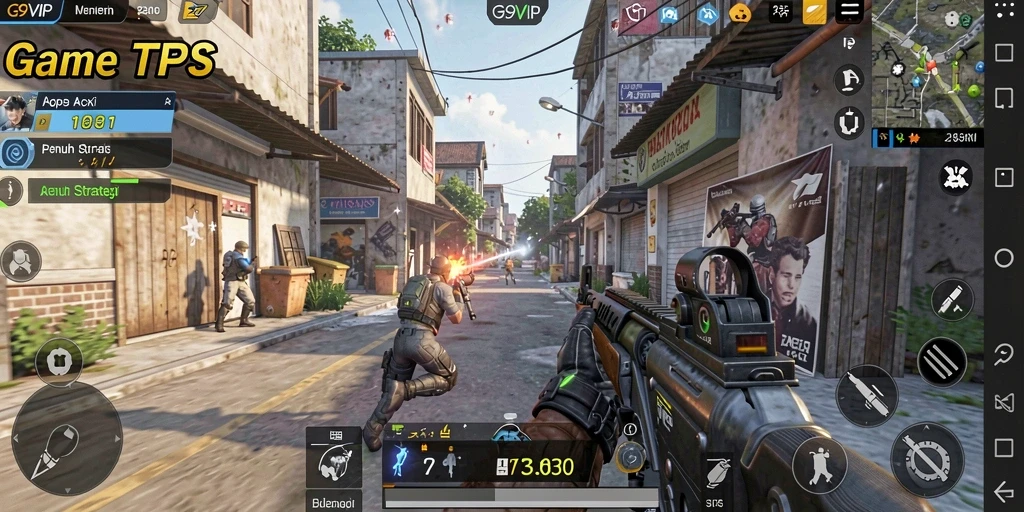 Tangkapan layar gameplay G9VIP yang menampilkan aksi seru TPS.