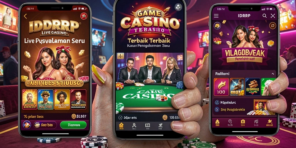 Screenshot gameplay IDRRP menunjukkan dealer langsung dan suasana kasino yang mendebarkan.