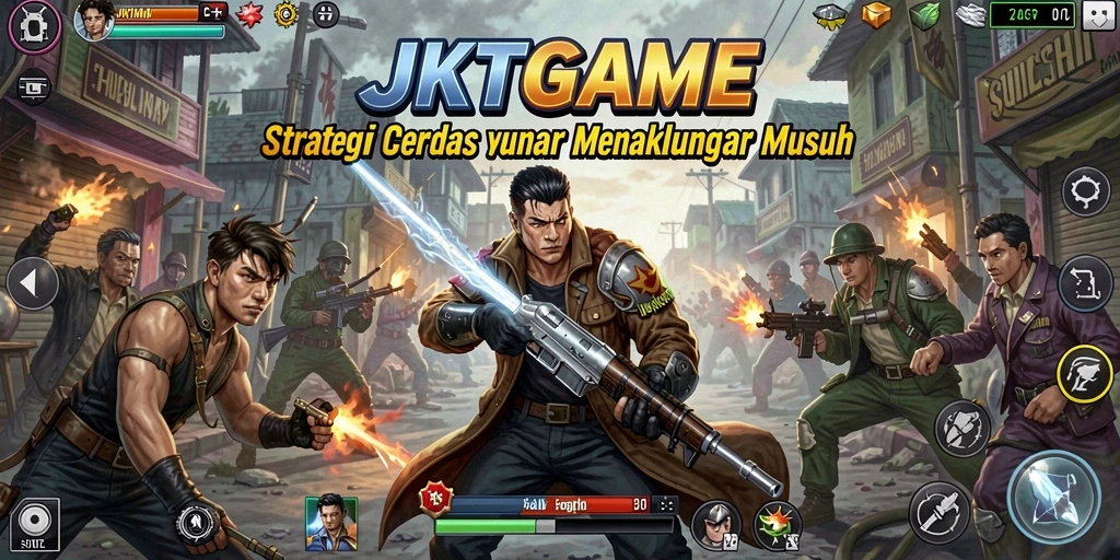 Screenshot gameplay JKTGAME menunjukkan pertempuran strategis yang mendebarkan.