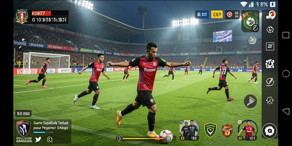 Tampilan menarik dari gameplay sepakbola yang mendebarkan.