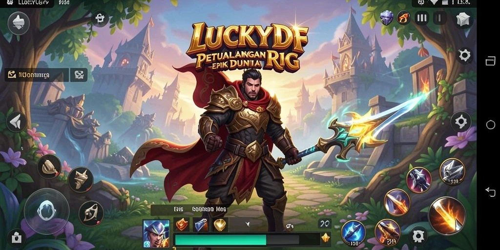 Tangkapan layar gameplay RPG LUCKYDF dengan aksi seru.