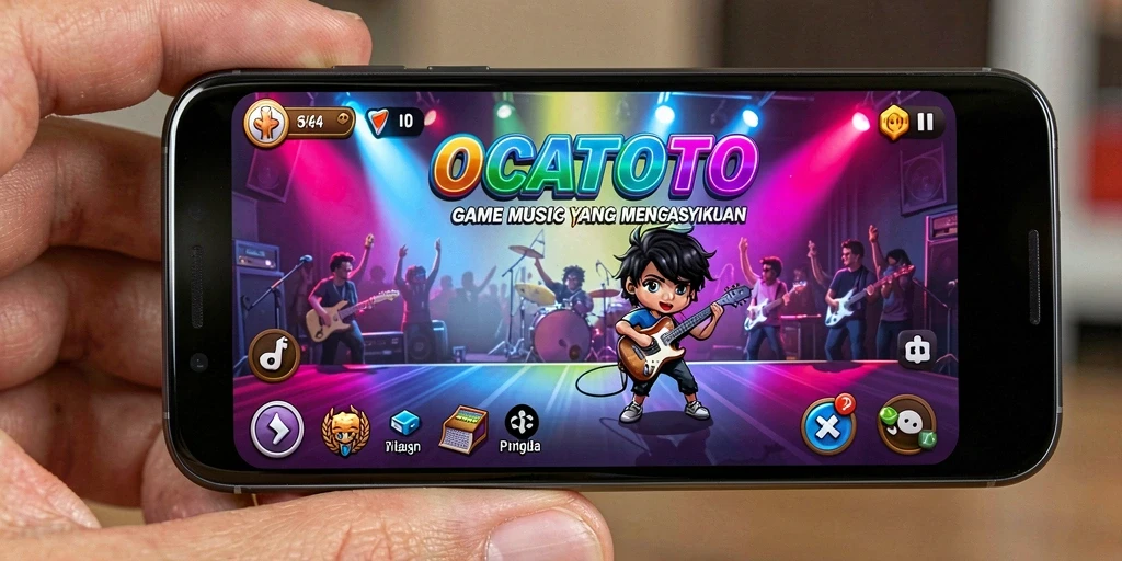 Tangkapan layar gameplay OCATOTO yang menampilkan tantangan musik.