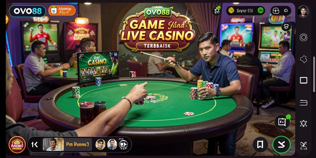 Tampilan gameplay OVO88 yang mengasyikkan dari kasino langsung.