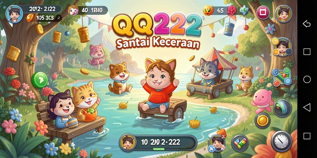 Tampilan gameplay QQ222 yang penuh warna dan menarik.