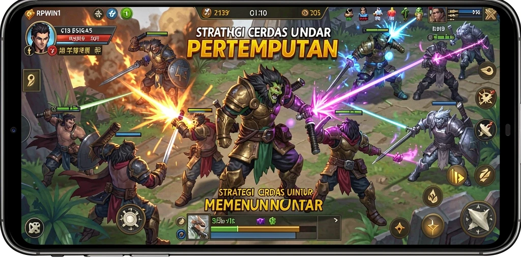 Gameplay RPWIN1 menampilkan strategi pertempuran yang mendebarkan dan mendalam.