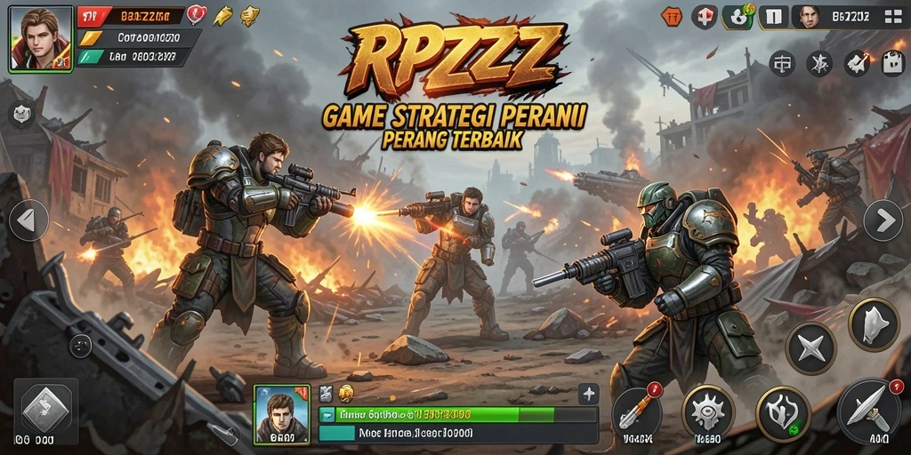 Tampilan gameplay seru di RPZZZ dengan strategi perang yang mendalam.