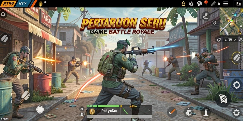 Gameplay seru RT99 dalam mode Battle Royale yang penuh aksi.