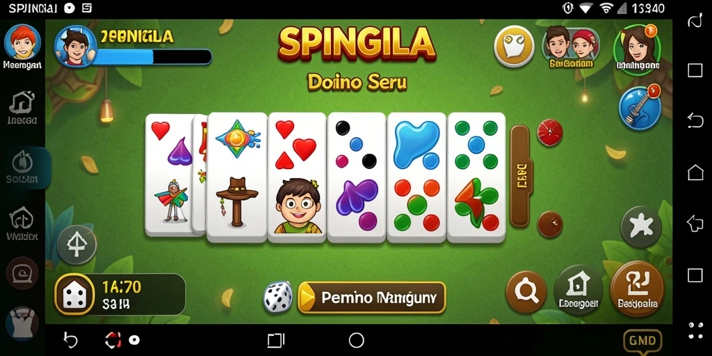 Tampilan gameplay SPINGILA yang menarik dan seru saat bermain domino.