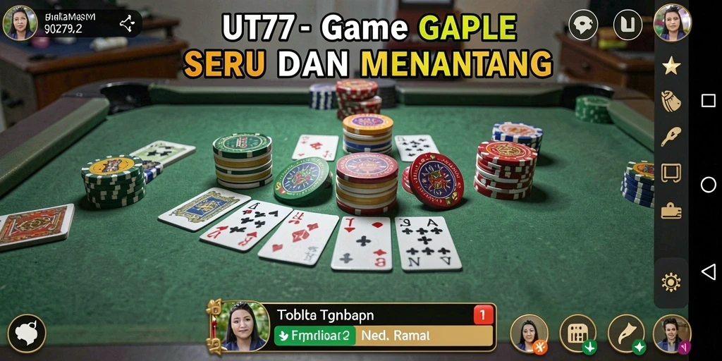 Tampilan gameplay Gaple yang menarik dan seru di UT77.