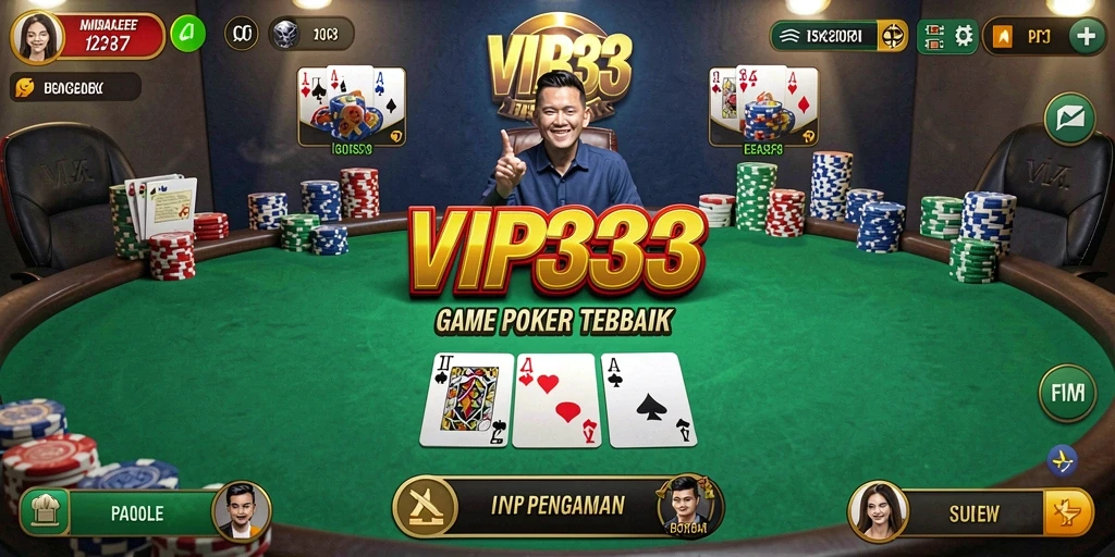 Tampilan gameplay Poker yang seru dan menegangkan di VIP333.