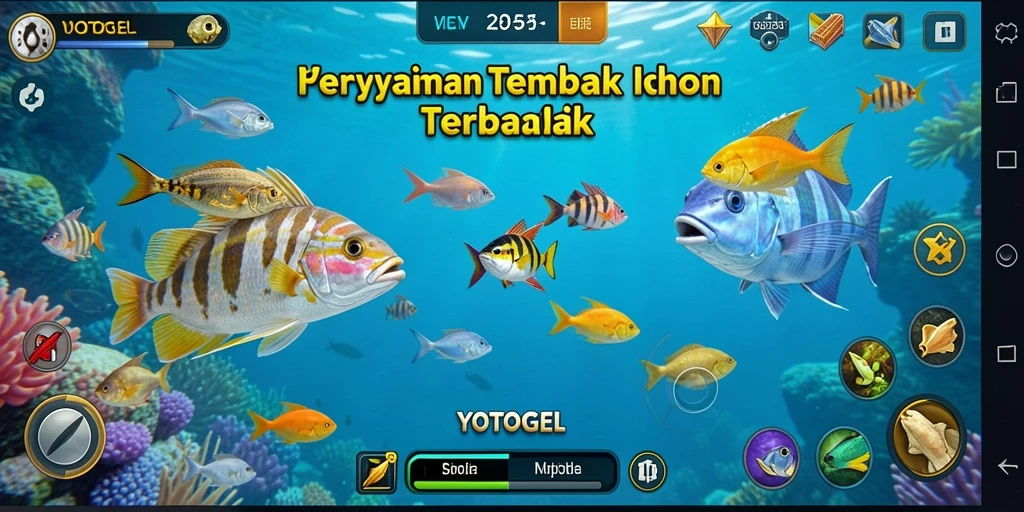 Screenshot gameplay YOTOGEL yang menunjukkan keseruan menembak ikan.